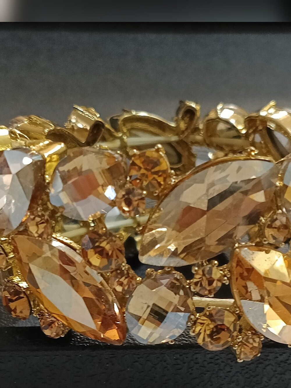 Gold Crystal Statement Bracelet - Amber Tones - Natasha Designs
